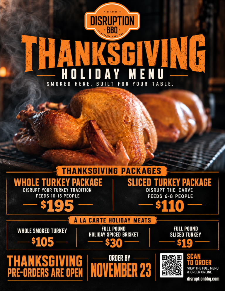 Thanksgiving Holiday Menu